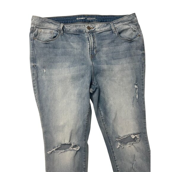 Old Navy Mid-Rise RockStar Distressed Skinny Jeans - Light Wash, Size 18 Petite - Picture 2 of 8